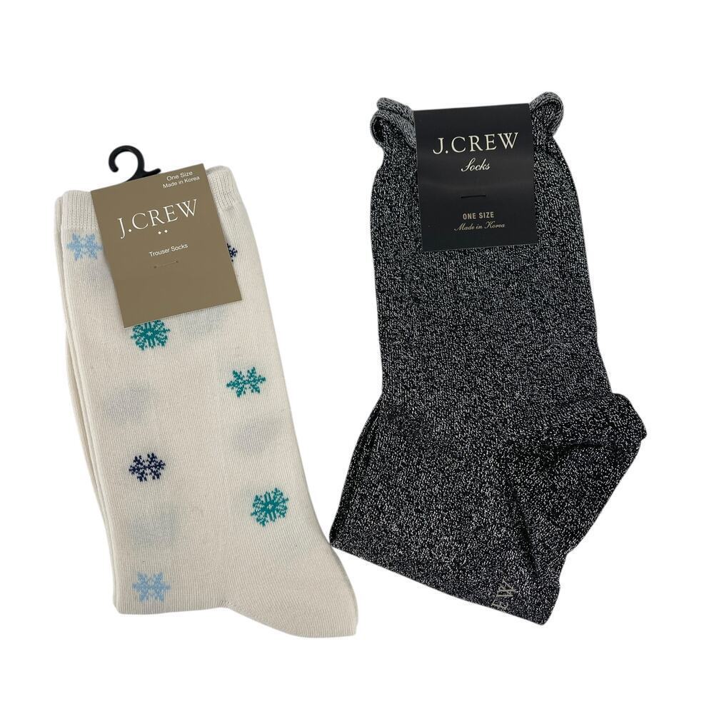 J.Crew Lurex® bootie socks and Snowflakes trouser socks 2 Pairs NEW with tags!